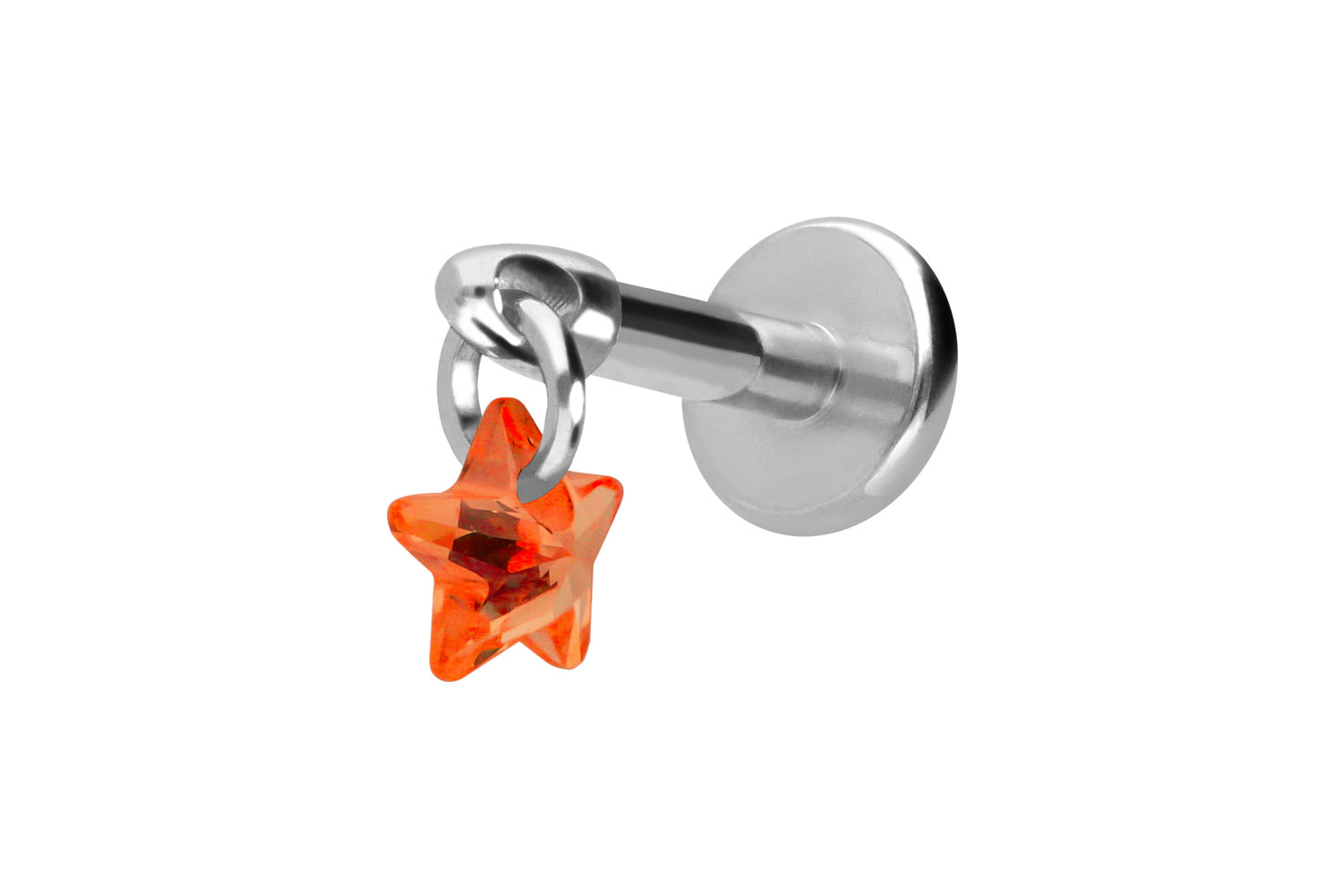 Titan Labret Piercing mit Innengewinde KRISTALLSTERN